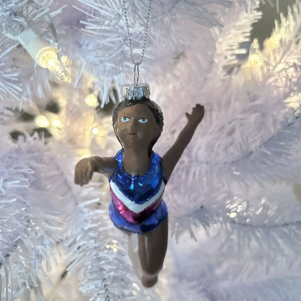 Ashland Glass African American Gymnast Christmas Tree Ornament 5.25